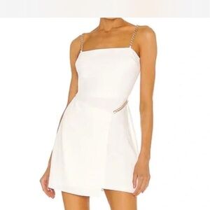 Amanda Uprichard White Mini Dress with Chain Straps